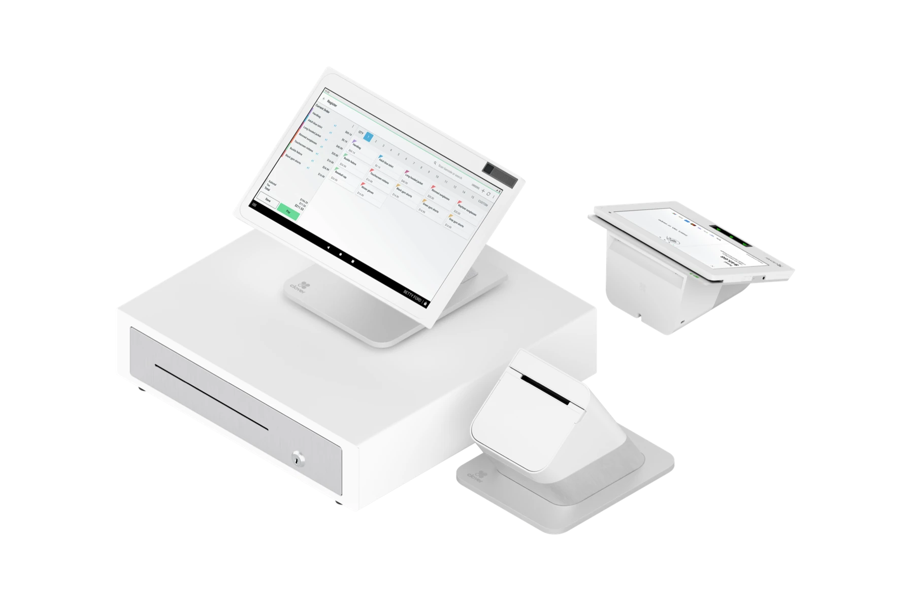 Clover Station Duo system with register, customer display, cash drawer, and receipt printer